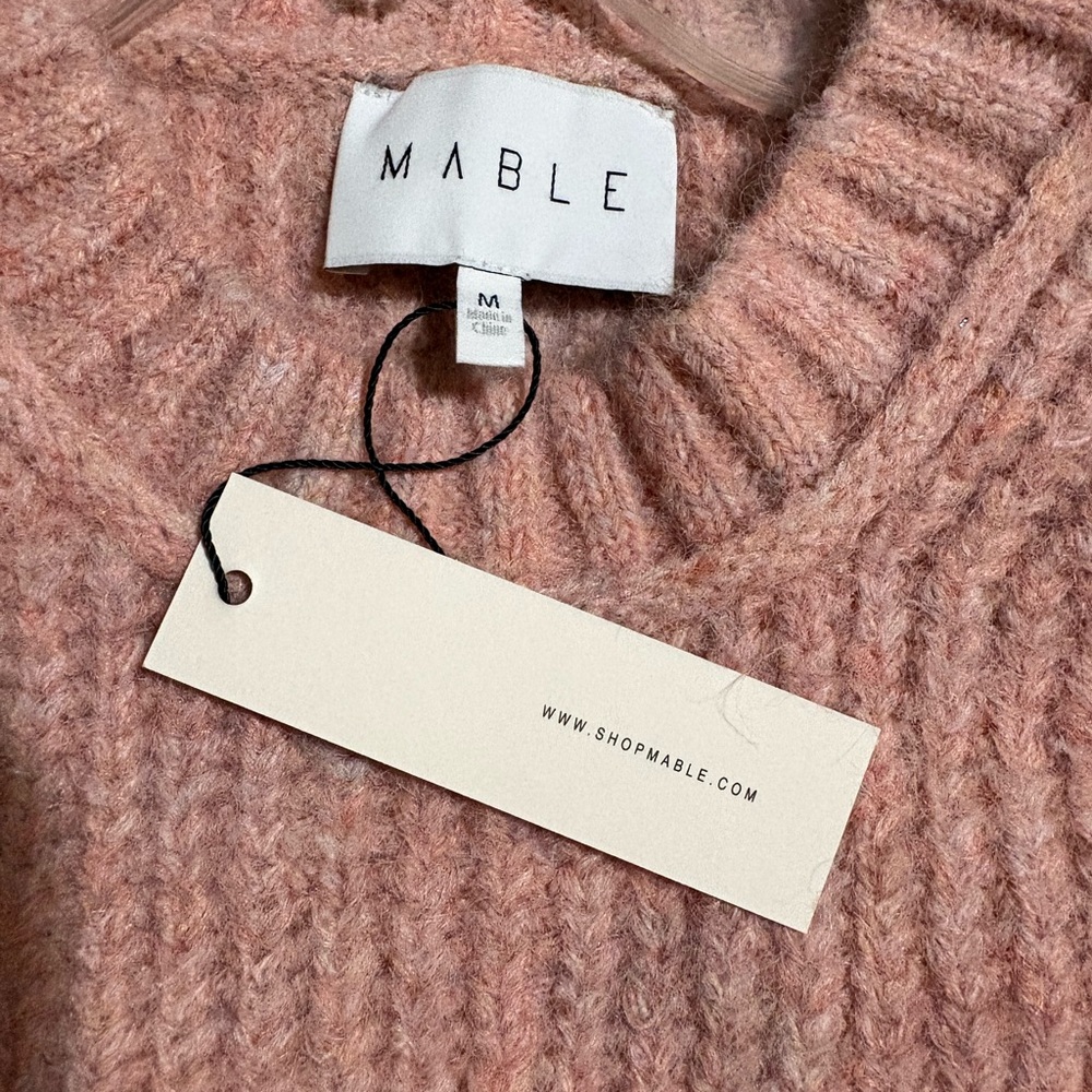 NWT Soft Cozy Wool Blend Light Rose Drop Shoulder Cropped Sweater - Picture 4 of 4